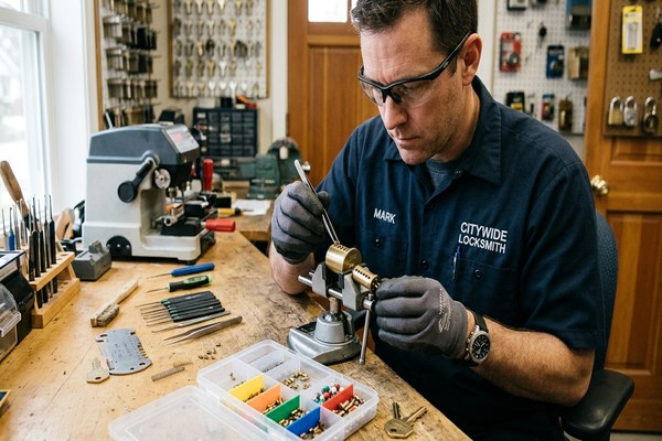 Standard rekeying — locksmith rekeying a residential door cylinder